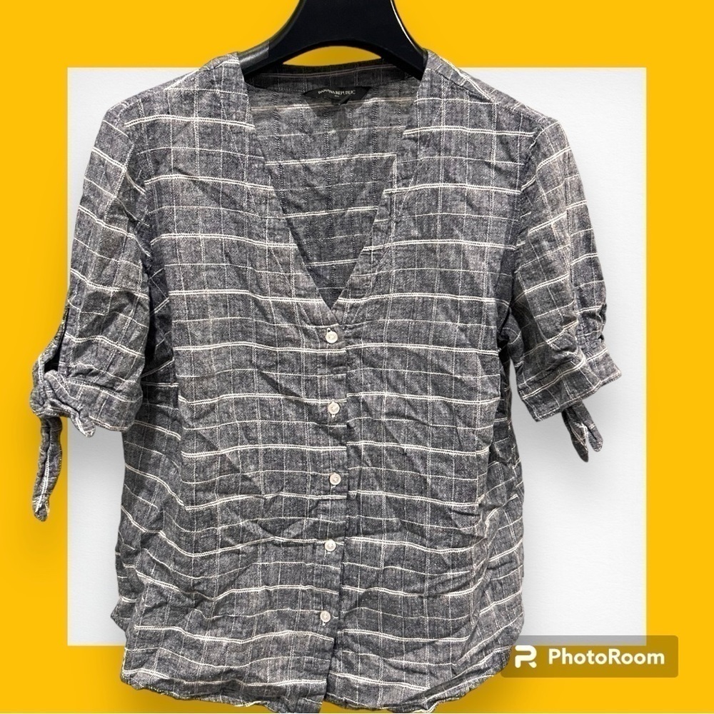 Banana Republic Linen Cotton Blend Button Down Shirt Extra Small